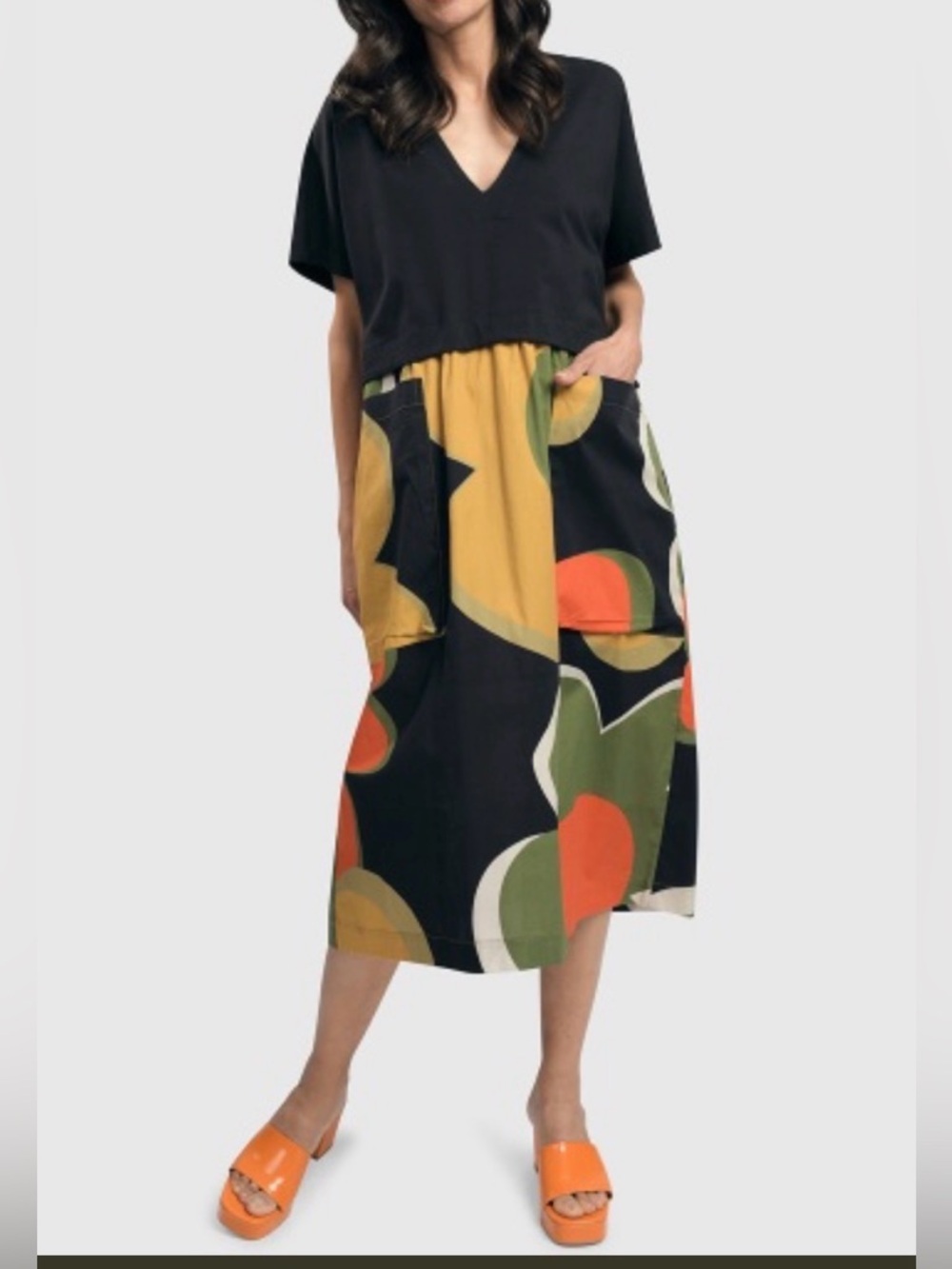 Alembika Dress XL Colorful Floral Midi Dress Lagenlook Oversized Art To Wear NWT - Picture 8 of 9